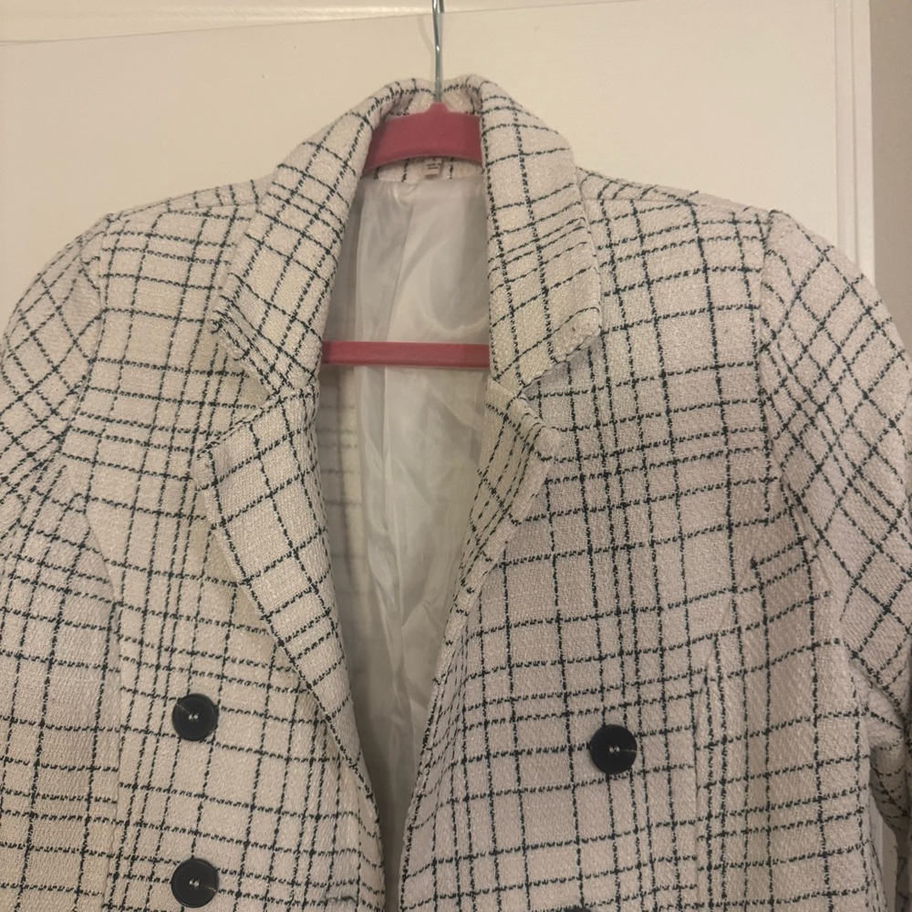 White Blazer Pea Coat - Picture 2 of 8